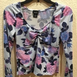 Rue21 Blue & Pink Floral Top
